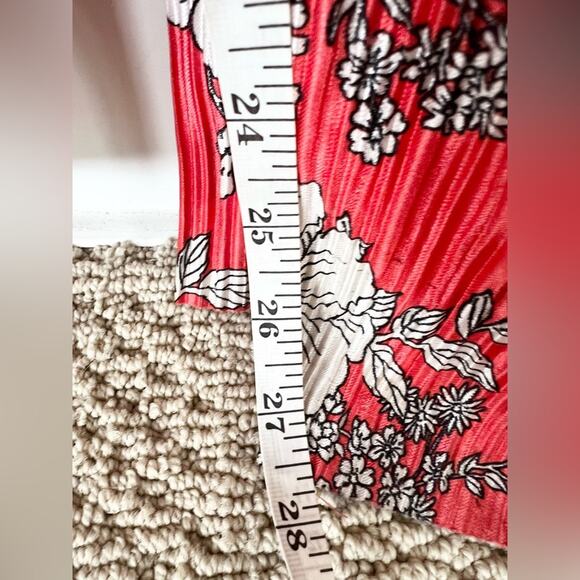 Free People Fresh Fields Pleated Jumpsuit Orange white floral crinkle flutter L - Picture 15 of 16